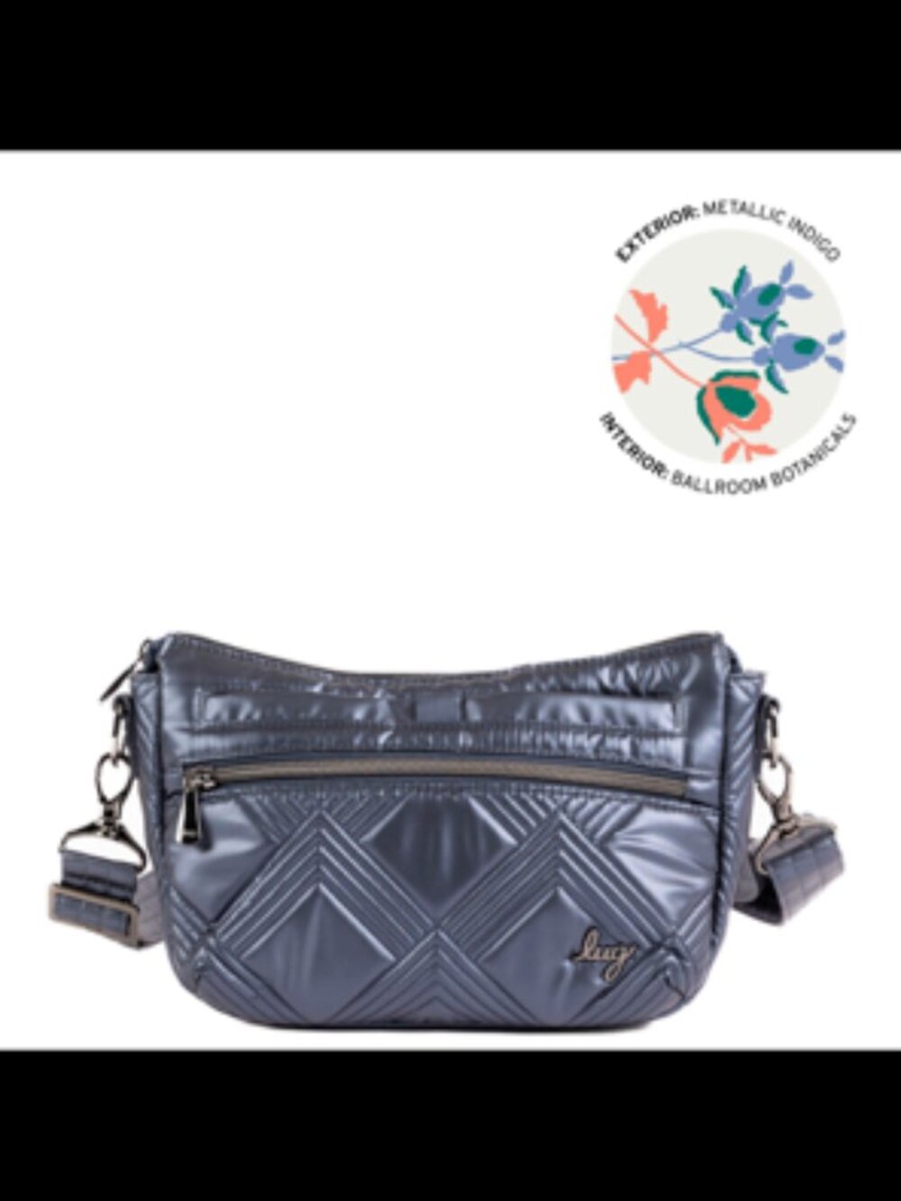 LUG - Dash Classic Crossbody in Metallic Indigo 2 w/Ballroom Botanicals Interior